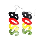 Earrings 2021 Hot Fashion Rasta Boss Wooden Earrings