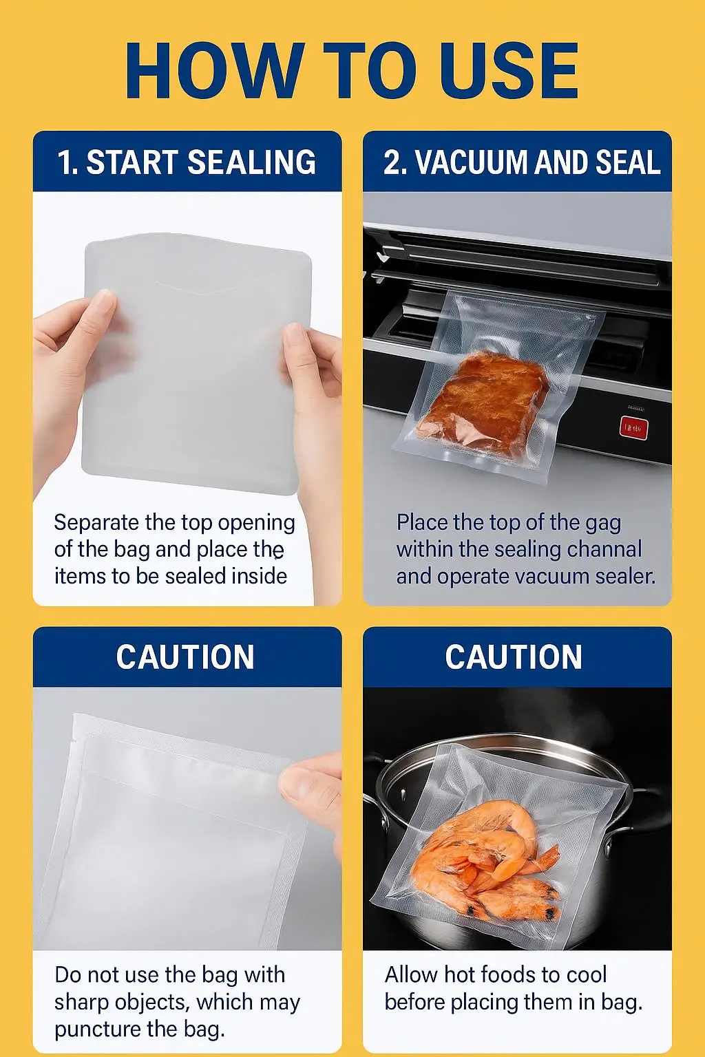 Customized Size Smooth Plastic Seal Bag Microwave & Freezer Safe Transparent Sushi Noodles Saver for Kitchen Storage - detail 8