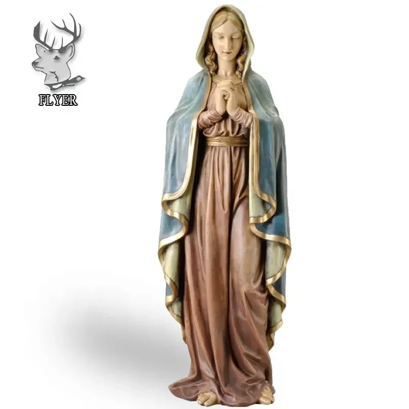 Ornaments Resin Virgin Mary Statues Hand Carved Fiberglass Life Size