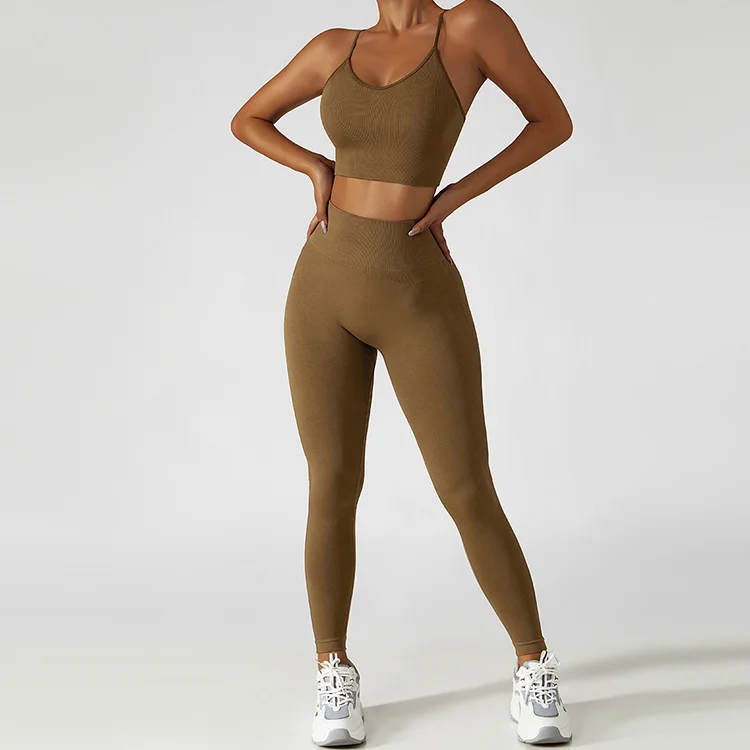 Women gym sets 2 piece seamless yoga scrunch butt leggings set women seamless workout yoga set for women fitness sports