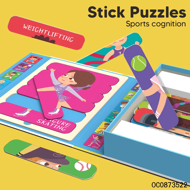 Puzzle eco-friendly 3d educational wooden stick puzzle toys for kids learning