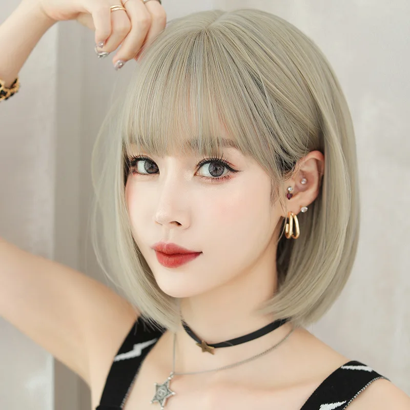Ainizi Korean Style Cute 31cm Short Bob Fashion Synthetic Hair Wigs With  Bangs For Women - Buy Bob Wigs,Korean Style Wigs,Hair Wigs Synthetic  Product on 