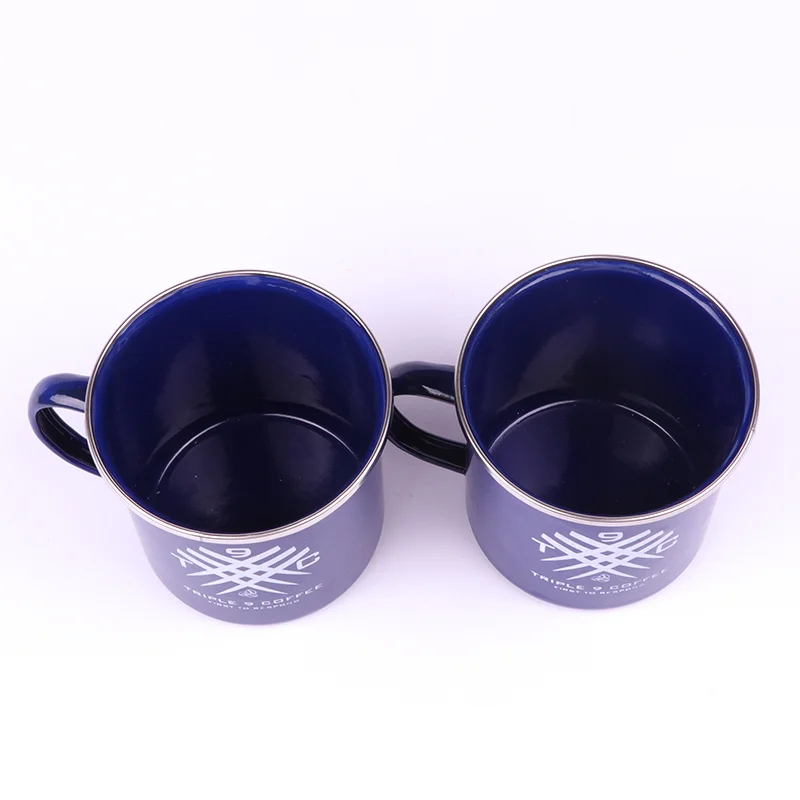 Unionpromo 9cm big size 500ml pure blue enamel mug with custom Logo