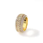 Jewelry Fashion Hip-hop Jewelry Micro Zircon Spin Cuban Ring Real Gold Plated Fashion High-end Hipster Ring