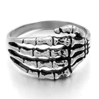 Ring Hand DEXRLO Fashion Silver Ring Punk Mens Creative Skul Hand Stainless Steel Ring
