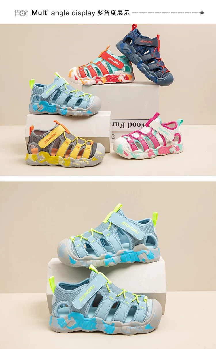 2025 Summer New Anti-collision Toe Children's Sports Sandals Soft Bottom Beach Shoes for Girls and Boys New Design for Wading factory