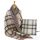 Scarf F Scarf Wholesale High Quality Acrylic Plaid Pattern Scarf Stock Women Scarf And Shawls
