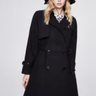 Coat Chinese Style Women's Long Coat Waist Tie Single Breasted Woven Windbreaker