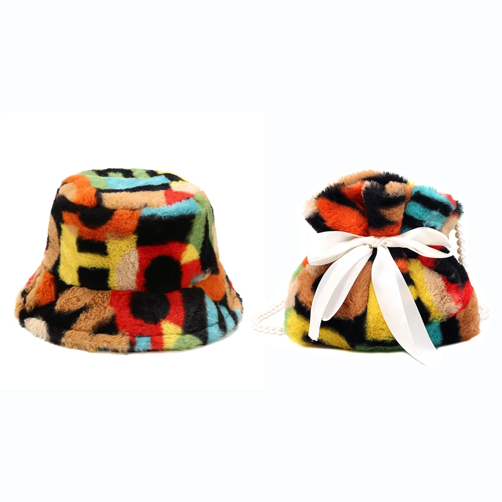 Fur Bucket Hat With Matching Purse 2021 