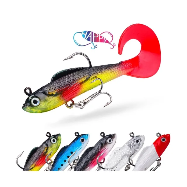 Wholesale 8.5cm Dual Sharp Hooks Fishing Lure Trolling 3D Holographic Eyes Two Types Paddle Tail For Trout Crappie Northern Pike
