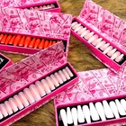 French Nails Pressed Nail Tstory 2021 Wholesale New Fashion Purple Flame French 3D Press On Nails Private Label Low Moq