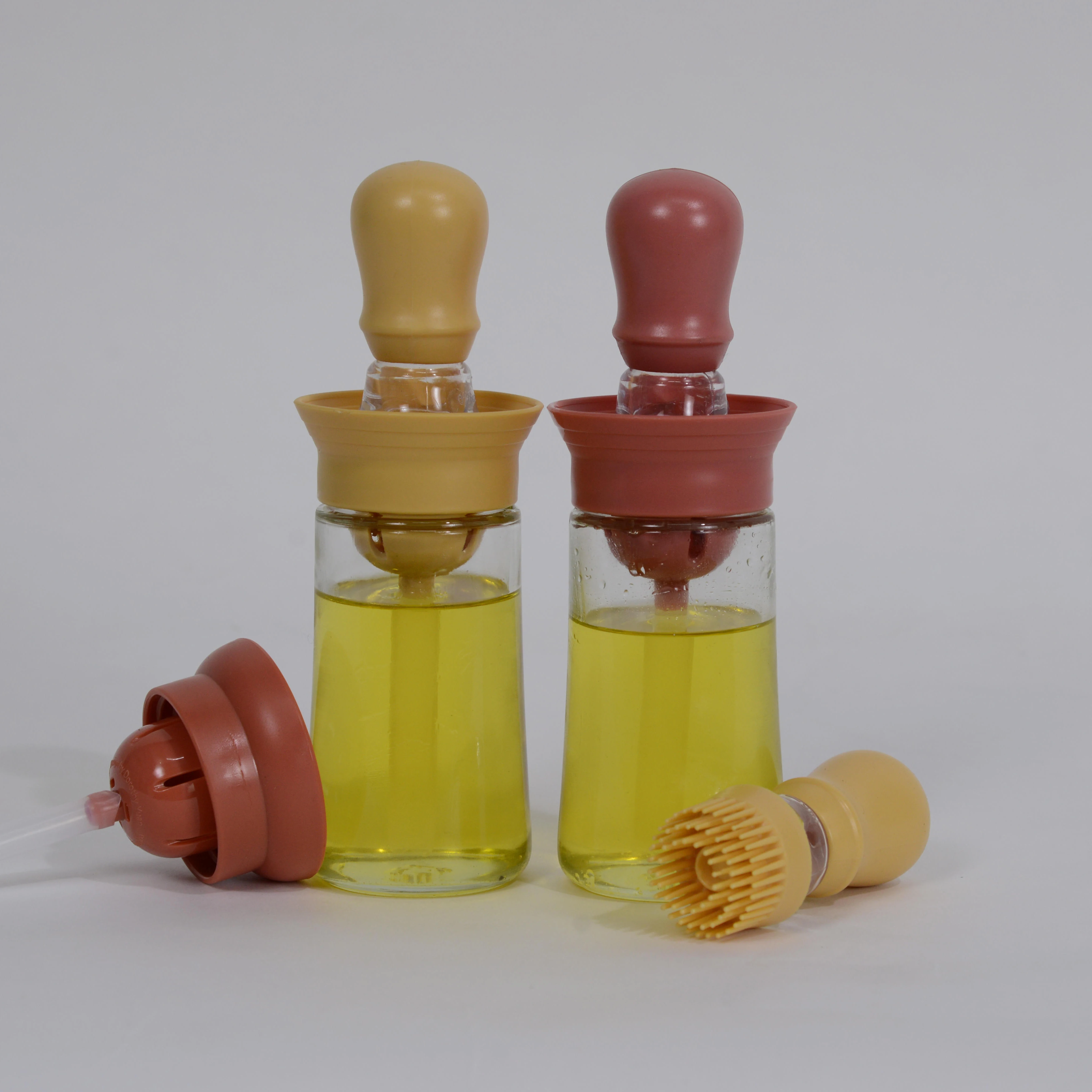 DD651  New Press Type Oil Bottle with Silicone Brushes Sauce Jar BBQ Olive Oil Dispenser Kitchen Brush Oil Bottles