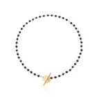 Y2K New Trendy Handmade OT Flower Buckle Glass Black Bead Choker Necklace For Women