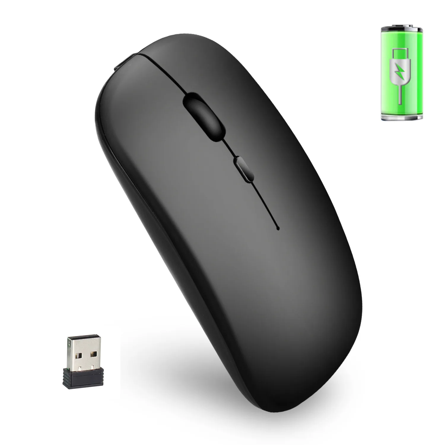 Color : White M90 2.4GHz Ultrathin Mute Rechargeable Dual Mode Wireless Bluetooth Notebook PC Mouse
