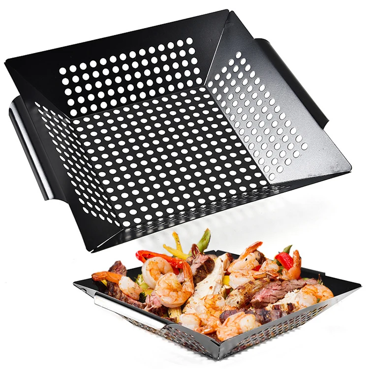Online Top Sellers Outdoor Barbecue BBQ Grill Vegetable Fish Meat Grill Tool Frying Pan Barbecue Utensils Bbq Wok Tray