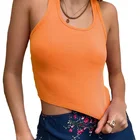 Vest Wholesale Summer Ladies High-quality Stretch Breathable Ribbed Tank Tops Casual Sports U-neck Vest