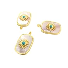 Gold Stone Natural Fritillary Blue Gold Stone Tiger Eye Stone Rectangular Double Button Bracelet Pendant