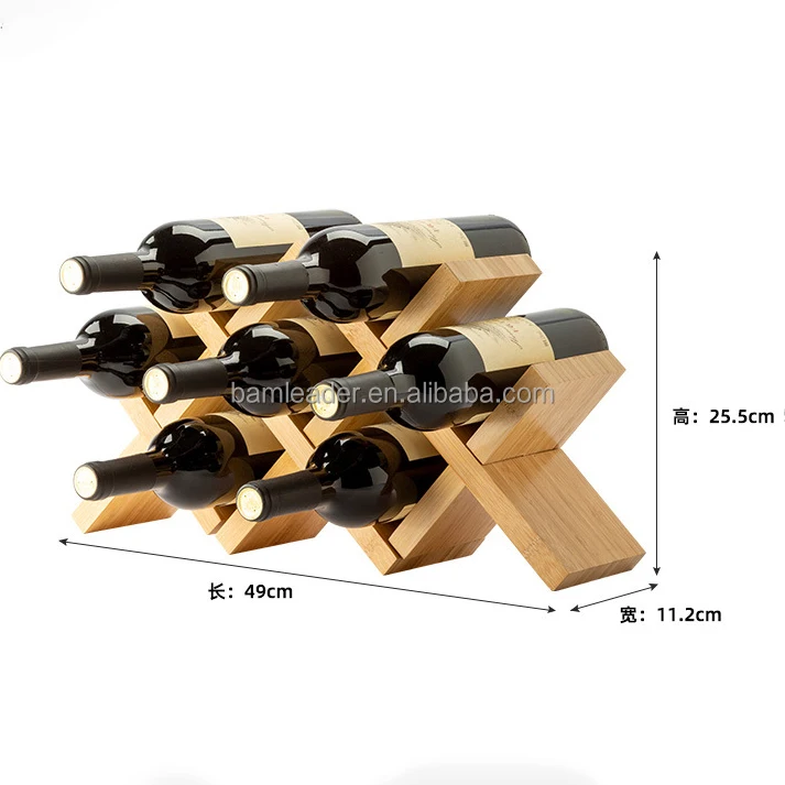 Home Kitchen Removable Wooden Stackable Water Bottle Storage Rack Natural Bamboo Bottle Wine Rack Holder Organizer Display Stand