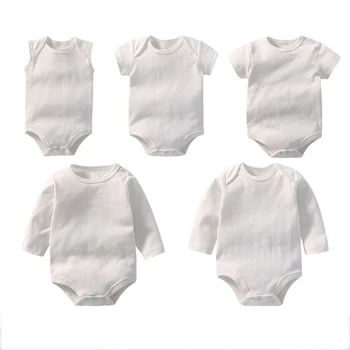 Bulk White Plain Baby Jumpsuit Girls Boys Heat Printing Baby Crawling Clothes Sublimation Baby Onesie