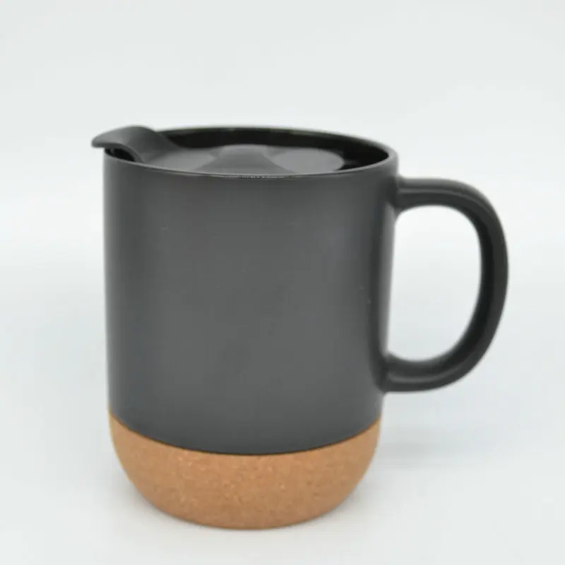 Wholesale hand made Reusable Sublimation Custom White Black Coffee Ceramic mug With Wooden Bottom