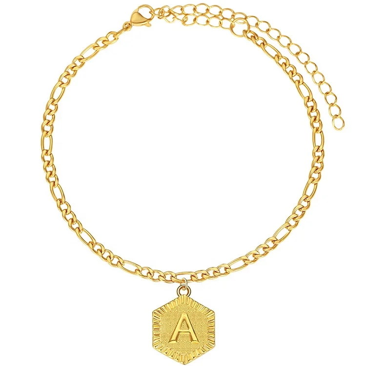 24k gold anklet with initial