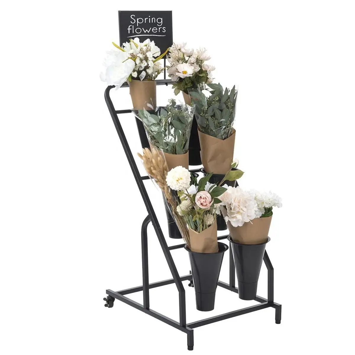 Wholesale Living Room Flower Display Rack Flower Bucket Display Stand Metal Plant Stand Wrought Iron Flower Stand