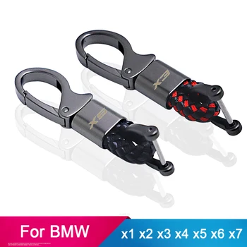 Car key chain metal leather for BMW X1 X3 X4 X5 X6 G01 F15 F16 F49 F86 F85 G05 G08 F48 F25 F26 E84 E83 E71 E70 E72 f39 key ring