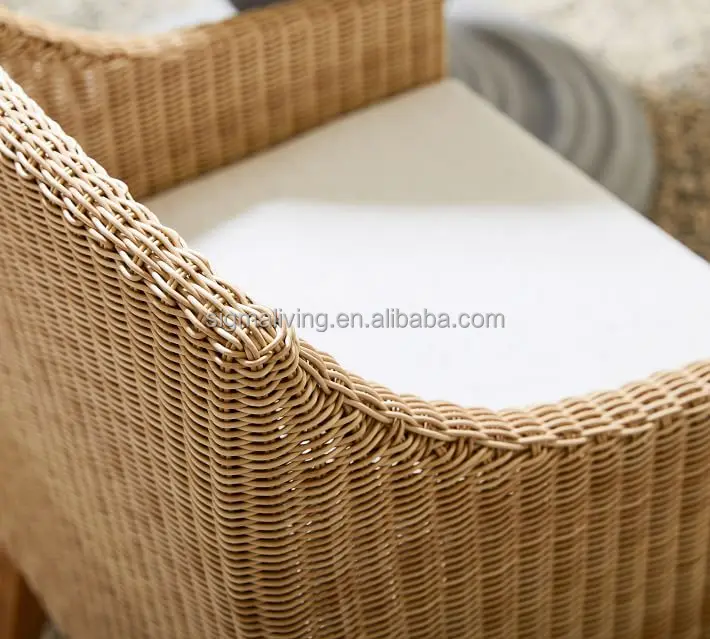 Outdoor resin wicker dining table set furniture all-weather wicker dining armchair