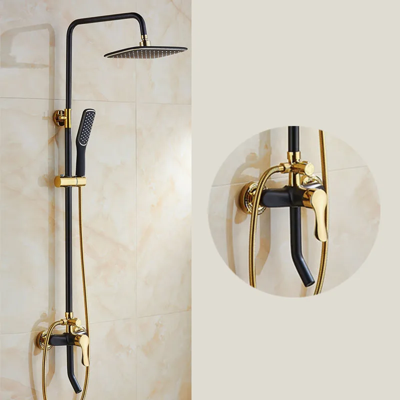 Gold Black Brass Bath Faucet Mixer Tap with Bathroom Hand Held Shower set lna516 