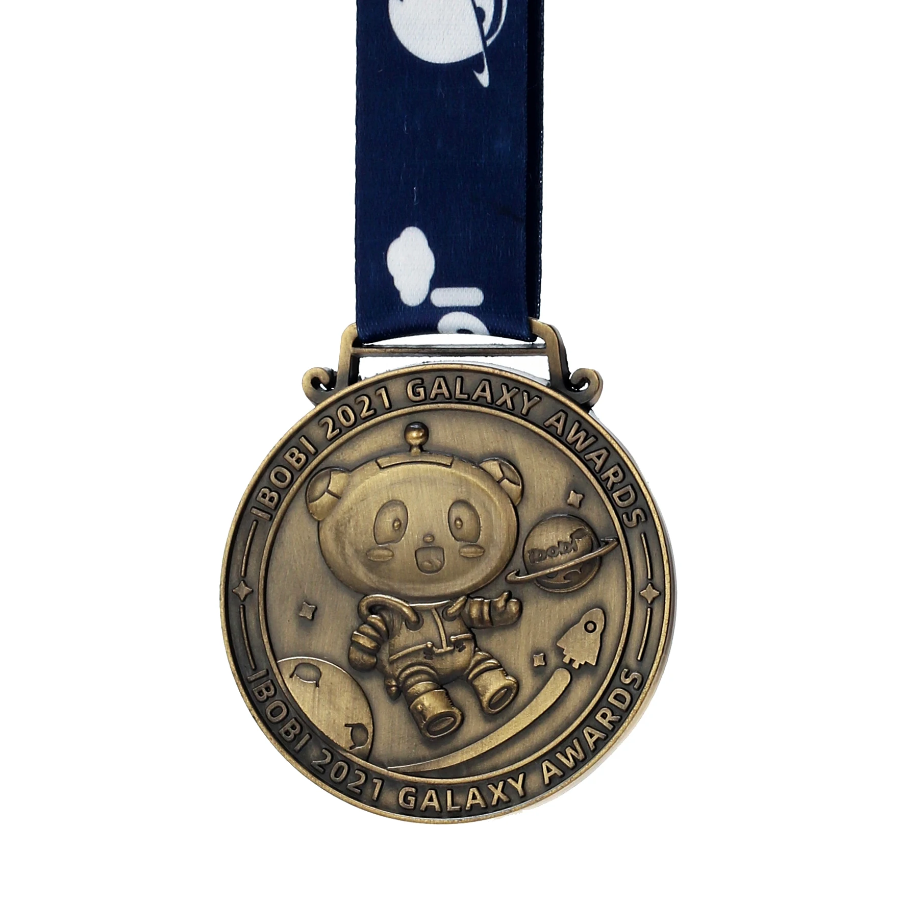 Custom 3D Cute Panda Cartoon Bronze 3D Blank Sports Medals Die Casting Metal Crafts for Award Competition supplier