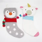 Stocking Decorative Silver Polyester Penguin Stocking Mini Custom Animal Head Plush Christmas Stocking