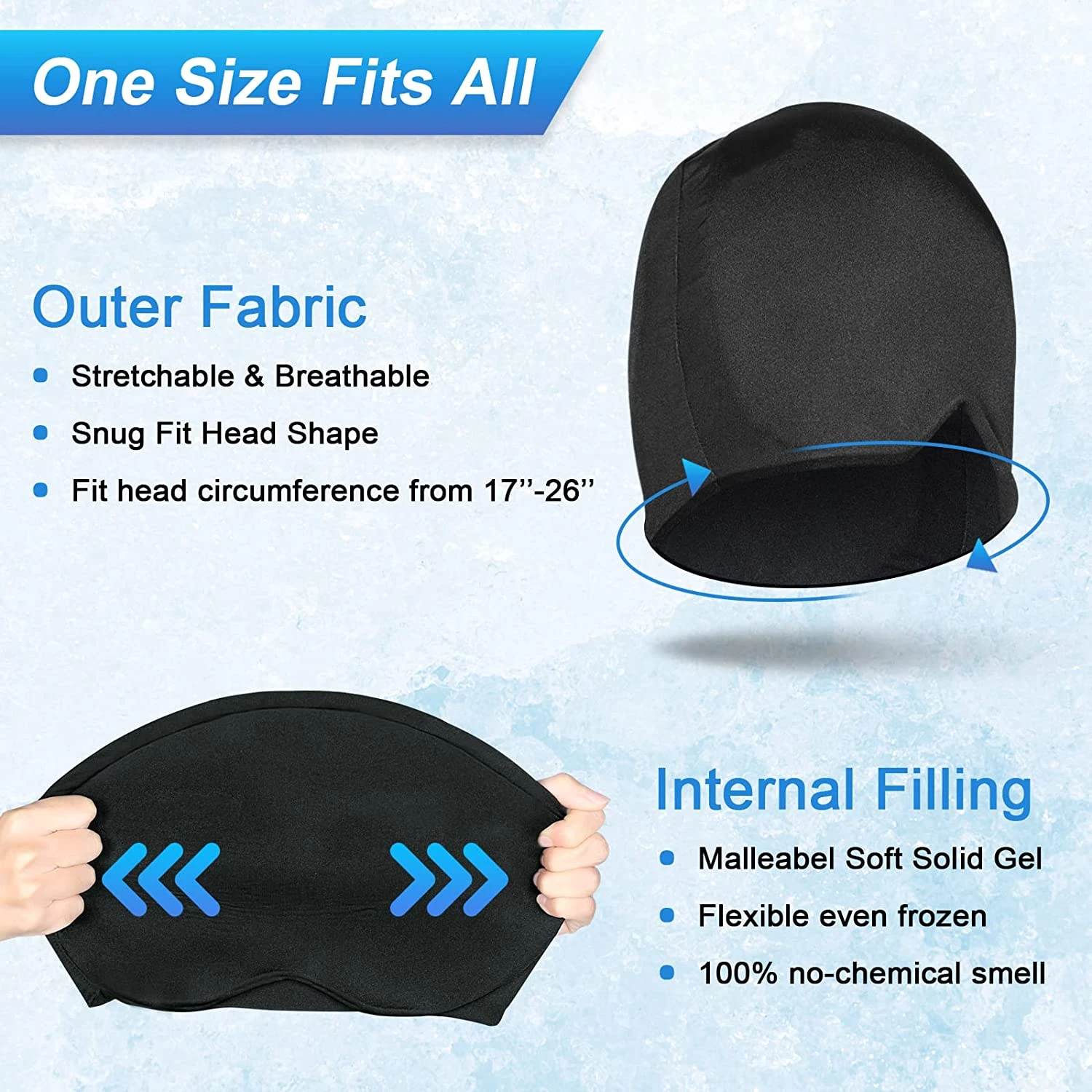 Form Fitting Gel Ice Headache Migraine Relief Hat Cold Therapy Migraine