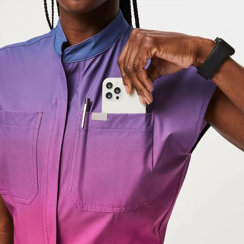 ECBC  Customize One Piece Zipper Nursing Scrubs Uniform Jumpsuit Nurse Medical Scrubs Uniforms Jumpsuits with Zipper on Legs