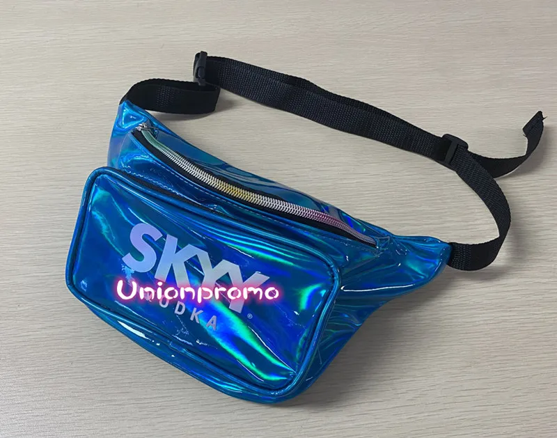 Wholesale Custom Holographic PVC Fanny Pack Adjustable Waist Belt for Women for Travel Running Crossbody Use