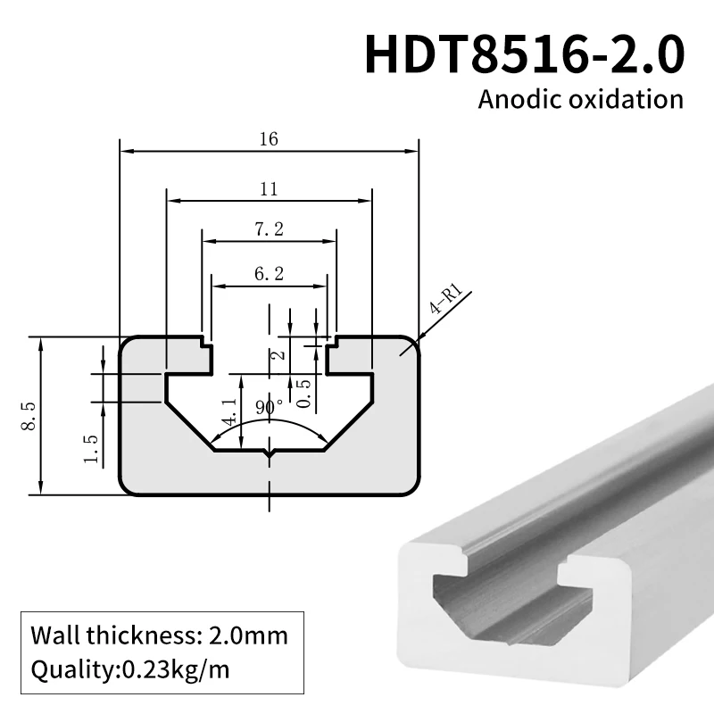 9 * 16C groove Track Aluminum Alloy Profile Sensor Photoelectric Switch Guide Rail 8.5 * 16U Shaped Guide Rail Aluminum Profile manufacture