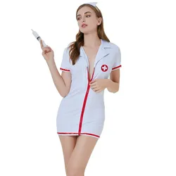 Halloween sexy nurse role-playing uniform lingerie suit one piece zipper nuisette sexy lingerie