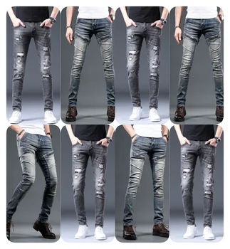 Wholesale high-quality jeans manufacturers direct summer and autumn slim straight leg casual breathable wear jeans for men