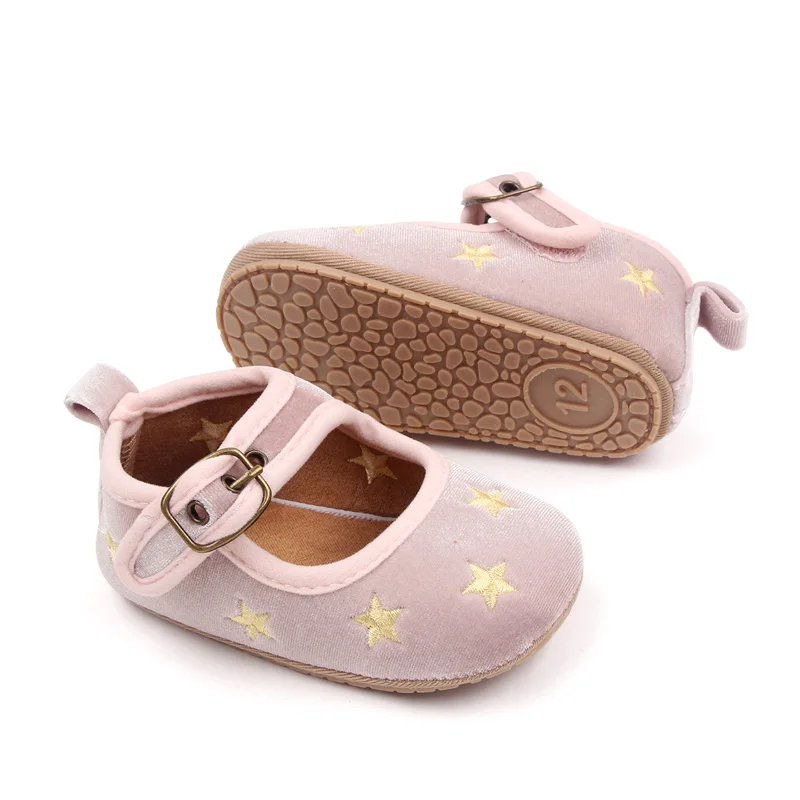 Spring and Autumn suede stars soft soled non-slip infant walking shoes for girls details