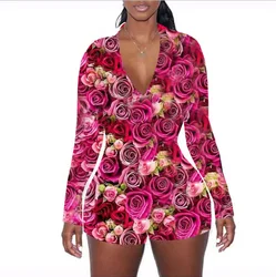 Women valentines One Piece Sleepwear Home Pajamas Adult Valentine's Day Outfit Jumpsuit 2022