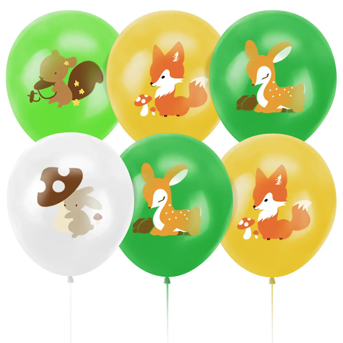 Animal Fox Greenery Jungle Safari Theme Balloons Cupcake Topper Birthday Party Decorations Supplies