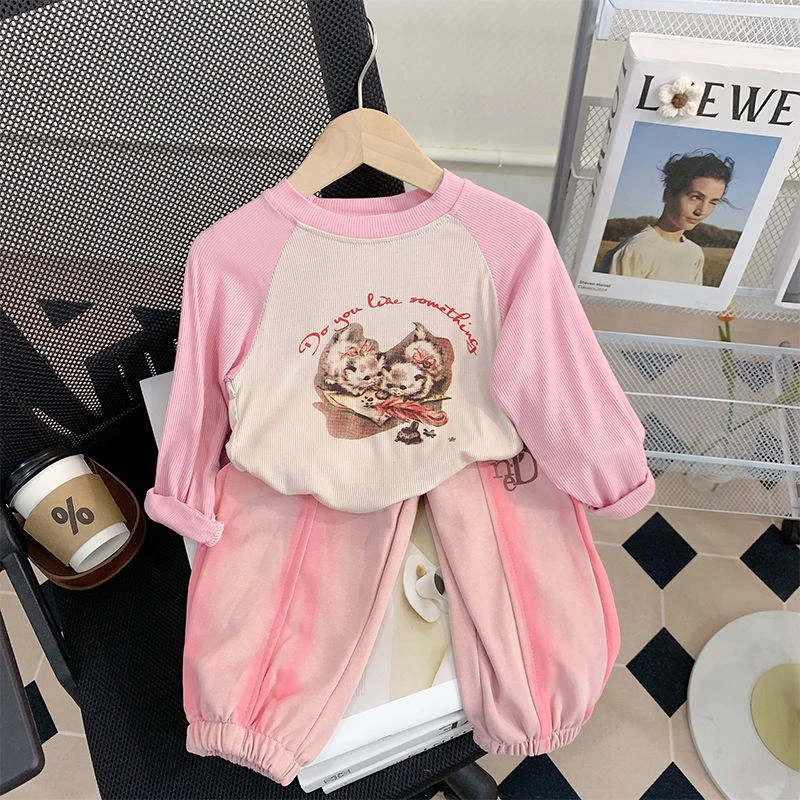 Spring Autumn Style Cartoon with Long Sleeves suit for Boys and Girls Two-Pieces Baby Kids Clothing Set Wholesale Factory