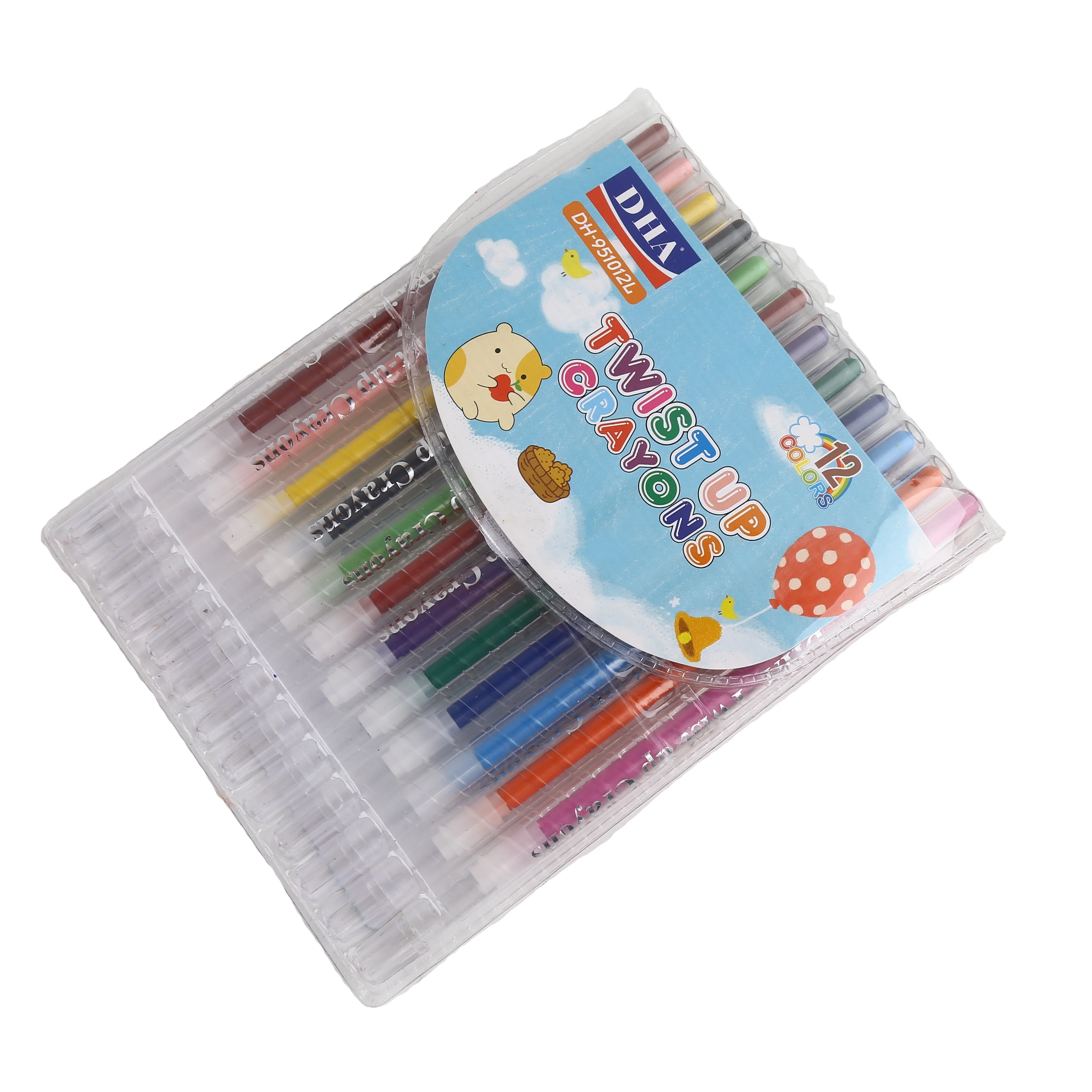 12 24 Colors 5mm  Non Toxic Special Wax Crayons Twistable Wax Crayon  in  PVC Wallet  Printing Services For  Kids