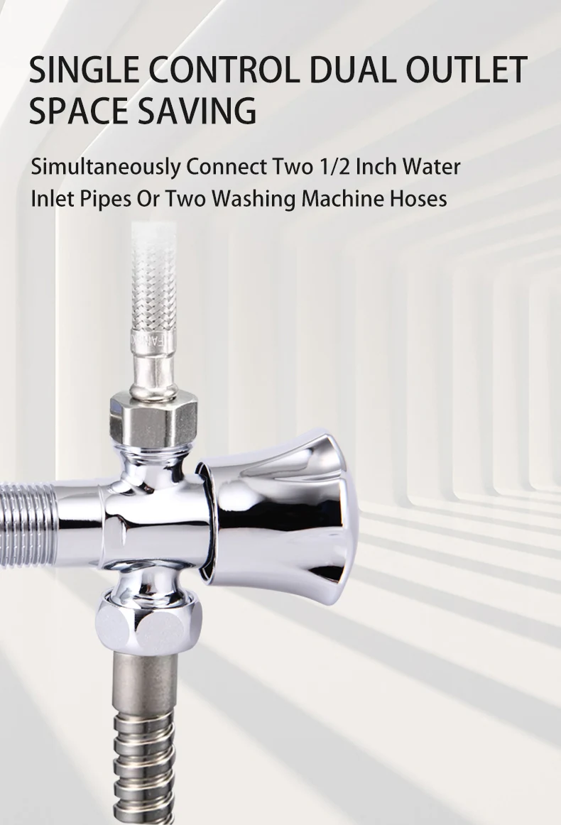 Brass Angle Valve One-in And Two-out Water Distribution Valve Can Connect Washing Machine Hose and Toilet details