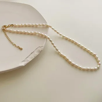Irregular Natural Freshwater Pearl Necklaces Thin Pearl Choker Necklaces for Women French Elegant Minimalist Gold Plated Jewelry