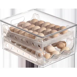 CX475 Kitchen Refrigerator Egg Storage Drawer Organizer Automatic Rolling Transparent Egg Storage Tray Box