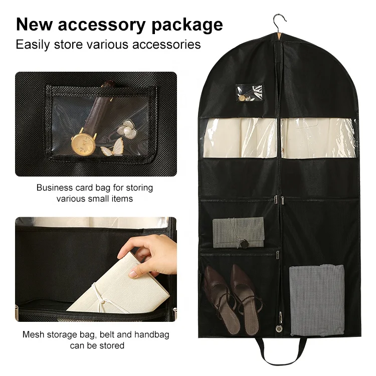 Simple Houseware Heavy Duty Garment Bag With Pocket for Dresses Coats suit garment bag wholesale