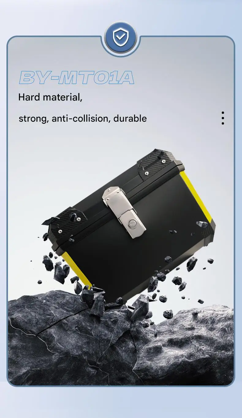 Motorcycle Tail Box Heavy Duty Universal Motorbike Tail Box  with Bracket Base Plate Waterproof Motorcycle Top Box