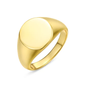 Custom jewelry gold vermeil men and women engravable 925 Sterling silver signet ring