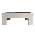 Furniture Modern Simple Natural Square Stone Console Table Living Room Furniture Travertine Coffee Table