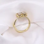 Jewelry Silver Aiz Jewelry Exquisite Flower Shape Sterling Silver Plated Gold Ring With 5A CZ Stone Anxiety Rotary Rings